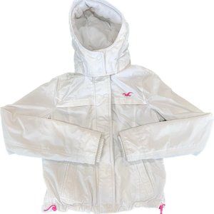 Hollister California All Weather Women's Jacket Size S White Hot Pink with Hood